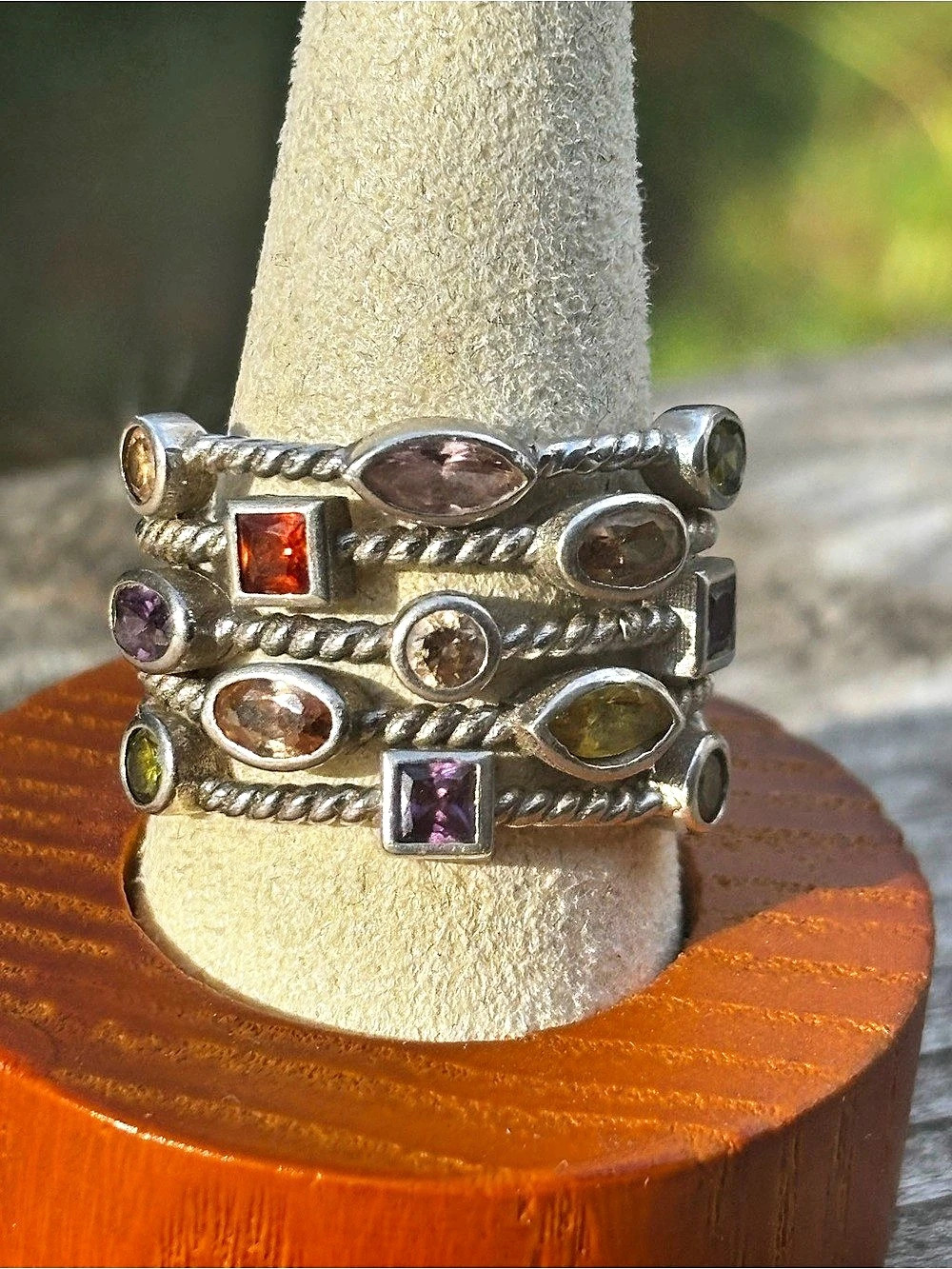 Sterling Silver Multicolour Gemstone Ring